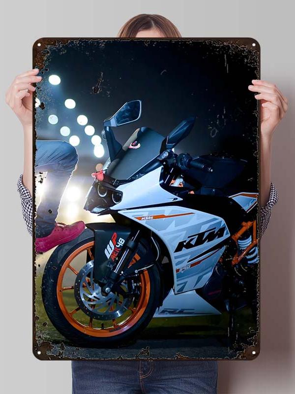 

K-KTM Tinplate Sign Motorcycle Poster Decoration Living Room Decor Men Custom Metal Signs for Garage Wall Art Decoration Retro 30x40cm(11.8x15.7inch)
