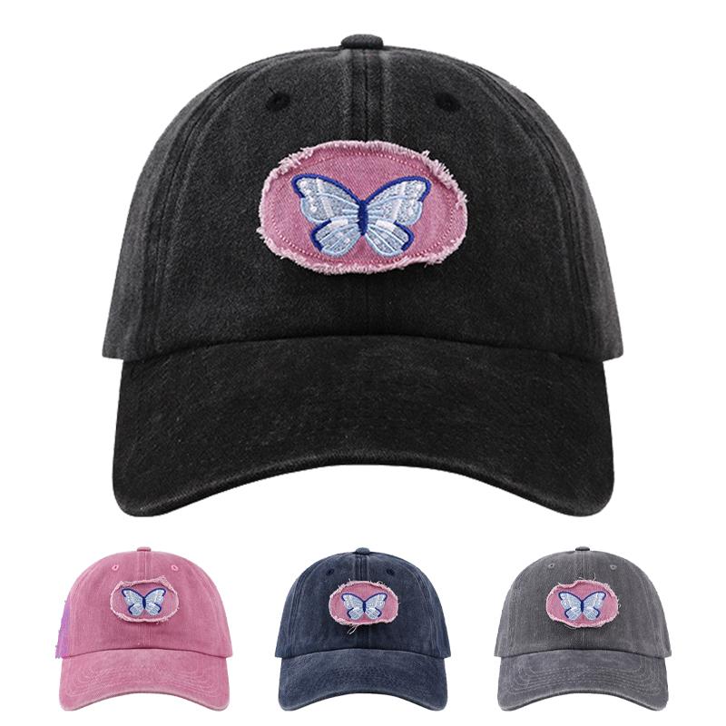 

Корейская бейсболка-бабочка Y2K для женщин и девочек, милая, крутая, джинсовая бейсболка, для спорта на открытом воздухе, для гольфа, велоспорта, солнцезащитный козырек от солнца 1pc чёрный