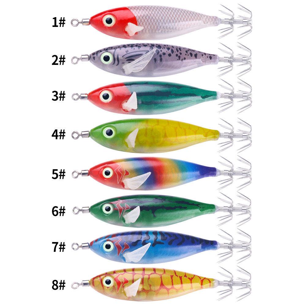 High Sensitivity Luminous Wood Shrimp Fake Bait8CM 6GSquid Hook Octopus Bait Sea Fishing Bass Special for Pike Perch