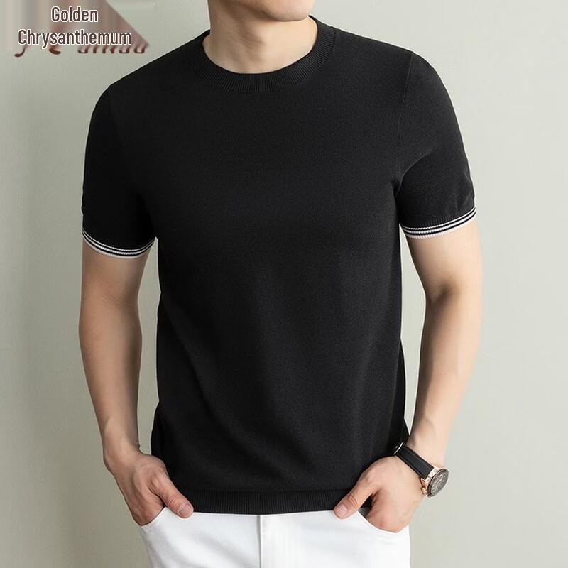 Men's Mulberry Silk Blend Knit Short Sleeve T-Shirt