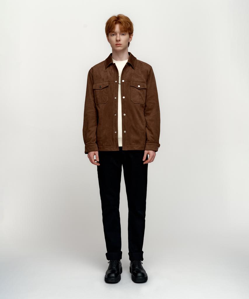 Solew Suede Outer Shirt_Brown