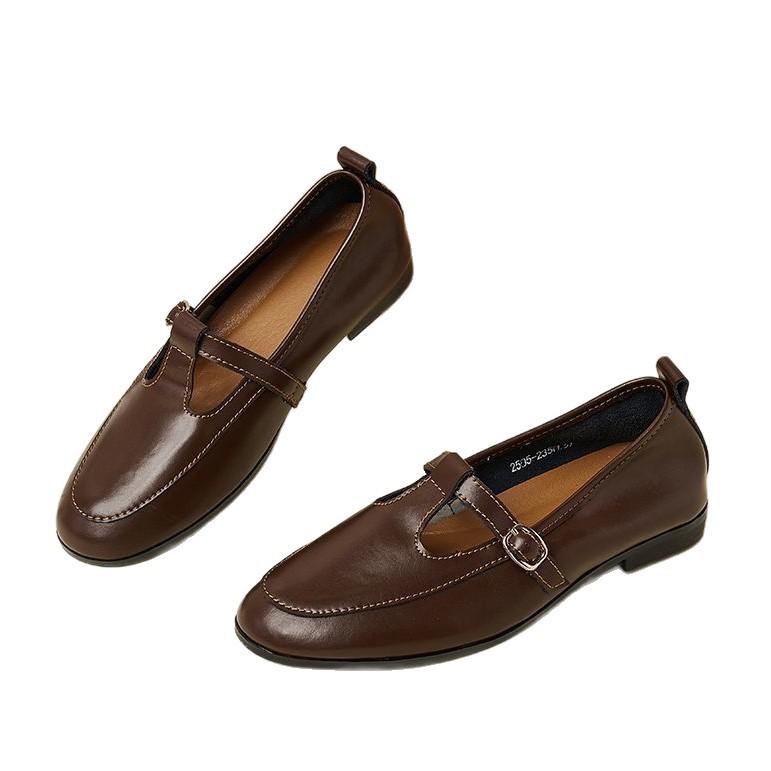 Small leather shoes, black soft-soled casual shoes, leather breathable, lightweight and comfortable work shoes