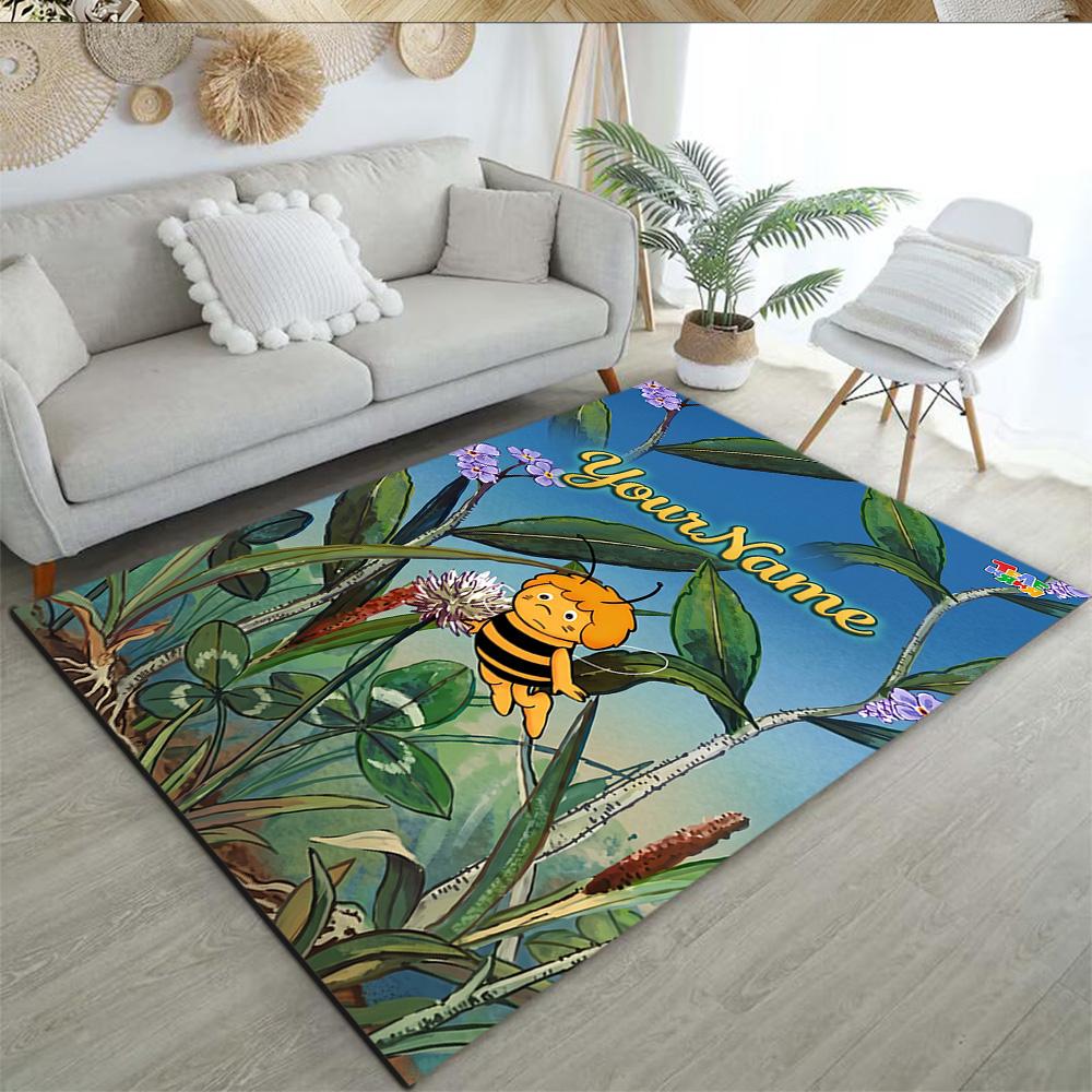 Biene Maja Customize Text Floor Mat Design for Hallway Kitchen Study room Outdoor Antislip Carpet Anime Office Decor Best for Christmas