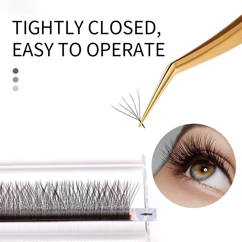 1PC Gold Stainless Steel Precision Curved Tip Tweezers,Professional Eyelash Extension Applicator Lash Makeup Supplies