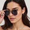 Elegant Metal Frame Pilot Sun Glasses Shatterproof PC Lens UV400 Sunproof Glasses For Women Men Driving And Cycling