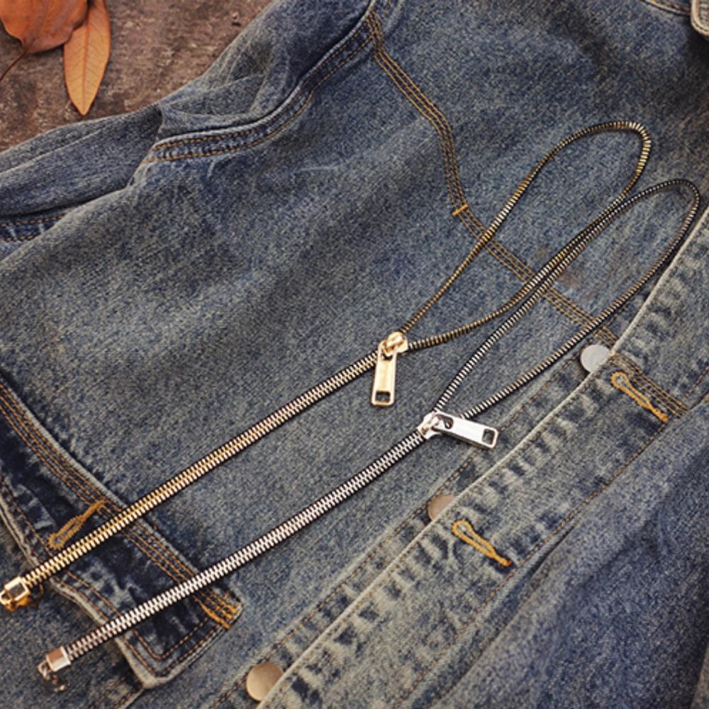 Choker Náhrdelník se zipem Hip-hop Klíčníkový náhrdelník Módní Stahovatelný zip Svetrový řetízek Pár