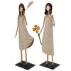 Metal Girl Statue Vintage Iron Art Standing People Figurine Desk Ornament for Home Study Living Room
