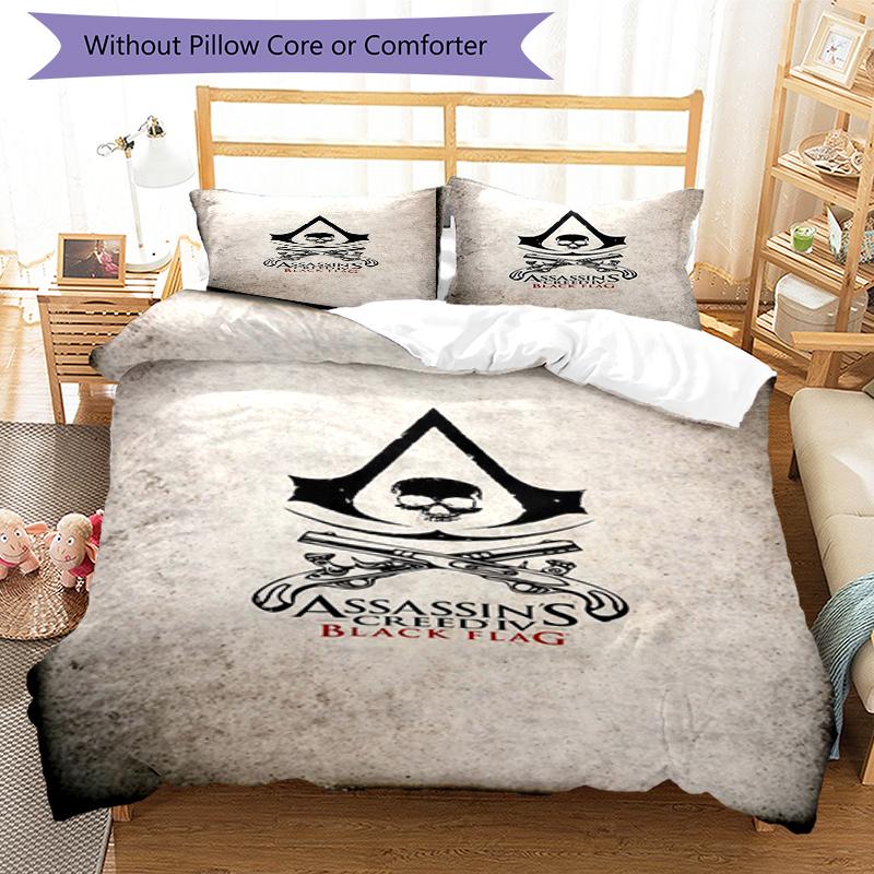 Juego de Ropa de Cama de 3 Piezas Assassin's Creed Cierre de Funda Nórdica Incluye 1 Funda Nórdica y 2 Fundas de Almohada, Suave y Cómodo para Todas las Estaciones.