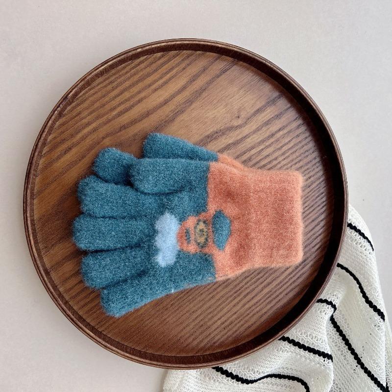 

-Детские перчатки для детей одного года, тренд, осень и зима, студенческие, для письма, флисовые, утолщенные, для улицы, теплые и холодостойкие, пятипалые вязаные перчатки average size