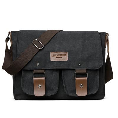 Men's Retro Canvas Messenger Bag - Water Resistant  Laptop Satchel Briefcase for College & Work