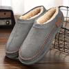 Men's Indoor Outdoor Slippers Furry Warm Cozy Memory Foam Round Toe Solid House Shoes Winter Vintage Casual Slippers