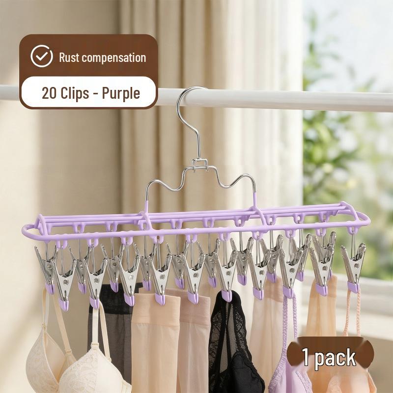 Multi-functional Windproof Clothes Hanger with Anti-slip Clips for Balcony and Dormitory Use