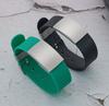 Personalize Custom Name Silicone Men Bracelet Green Black Smooth Engrave Logo Stainless Steel Id Bracelets Gift Jewelry