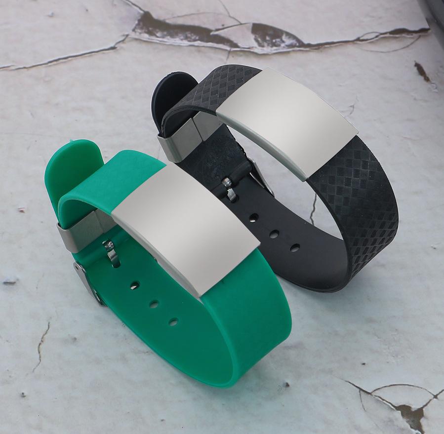 Personalize Custom Name Silicone Men Bracelet Green Black Smooth Engrave Logo Stainless Steel Id Bracelets Gift Jewelry