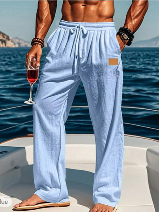 2026 Cross-Border Autumn Elastic Waist Straight-Leg Pants: Comfortable, Breathable for Outdoor or Beach Vacation