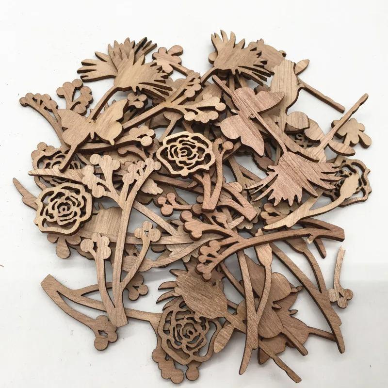 20pcs Wood Shapes Slices for DIY Wedding Birthday Party Favors Centerpieces Wooden Flowers for Crafts Unfinished Wood Cutouts