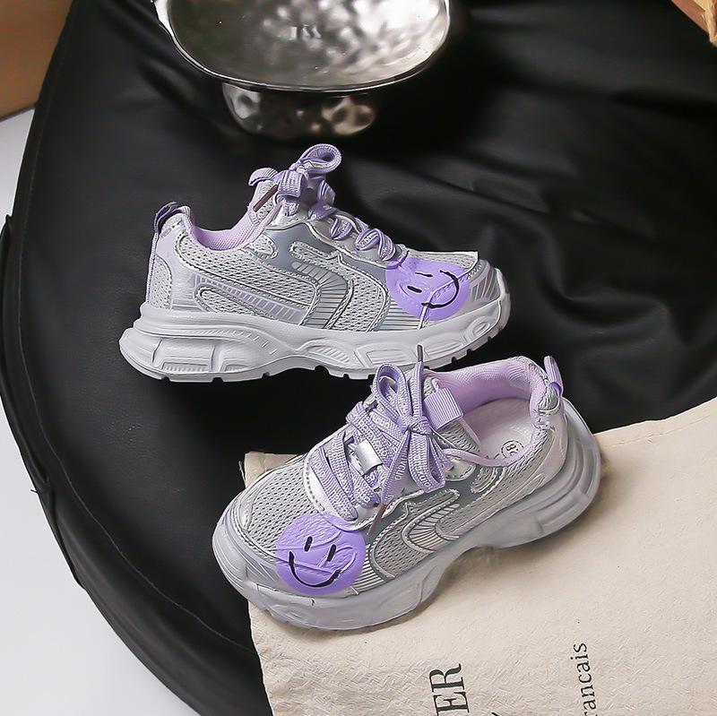 

Breathable Mesh Sports Shoes for Kids Spring Boys Soft Sole Casual Sneakers Girls Toddler Walking Shoes size 27 фиолетовый