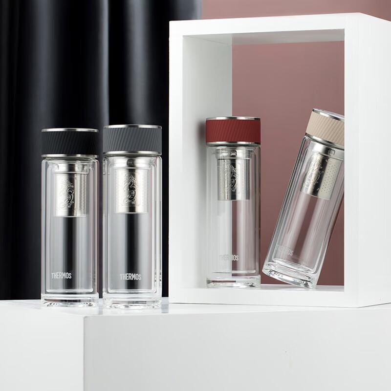 THERMOS TCGA-400 Double-Layer Borosilicate Glass Tea Water Bottle 400ml