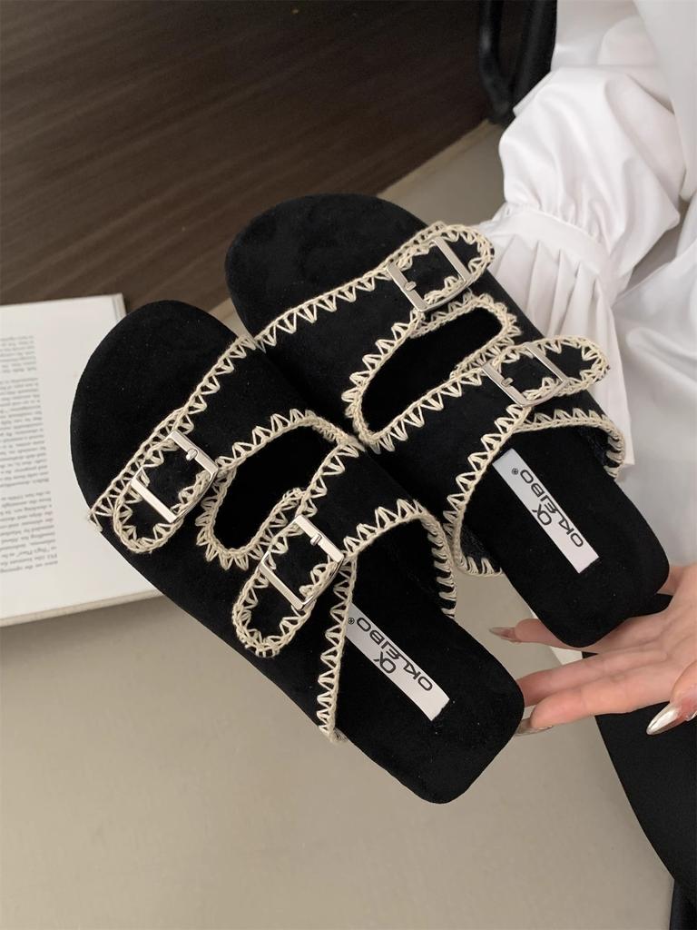 Xiaoxiangfeng Flat-bottomed Cool Slippers Women's Summer Outer Wear Summer Sandals Women's Seaside Beach with Skirt One-word Slippers