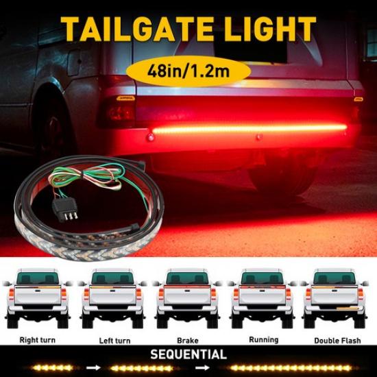 48  Truck LED Tailgate Sequential Light Bar Signal Reverse Brake Stop Tail Strip