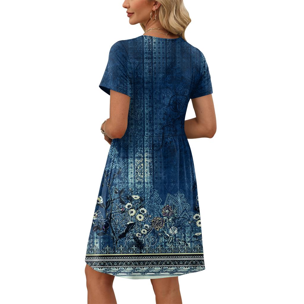 Dresses For Women Short Sleeve O Neck Casual Dresses Waist Maternity Dress With Pockets