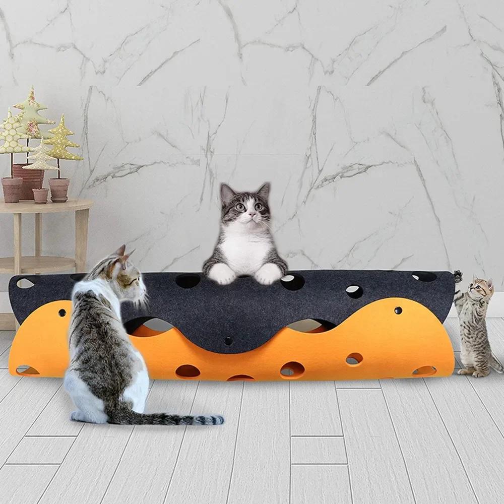 Foldable Cat Tunnel Pet Soft Comfy Felt Mat Kitten Cats Interactive Toy DIY Game Tunnels Rabbits Puppies Ferrets Tunnels Toys
