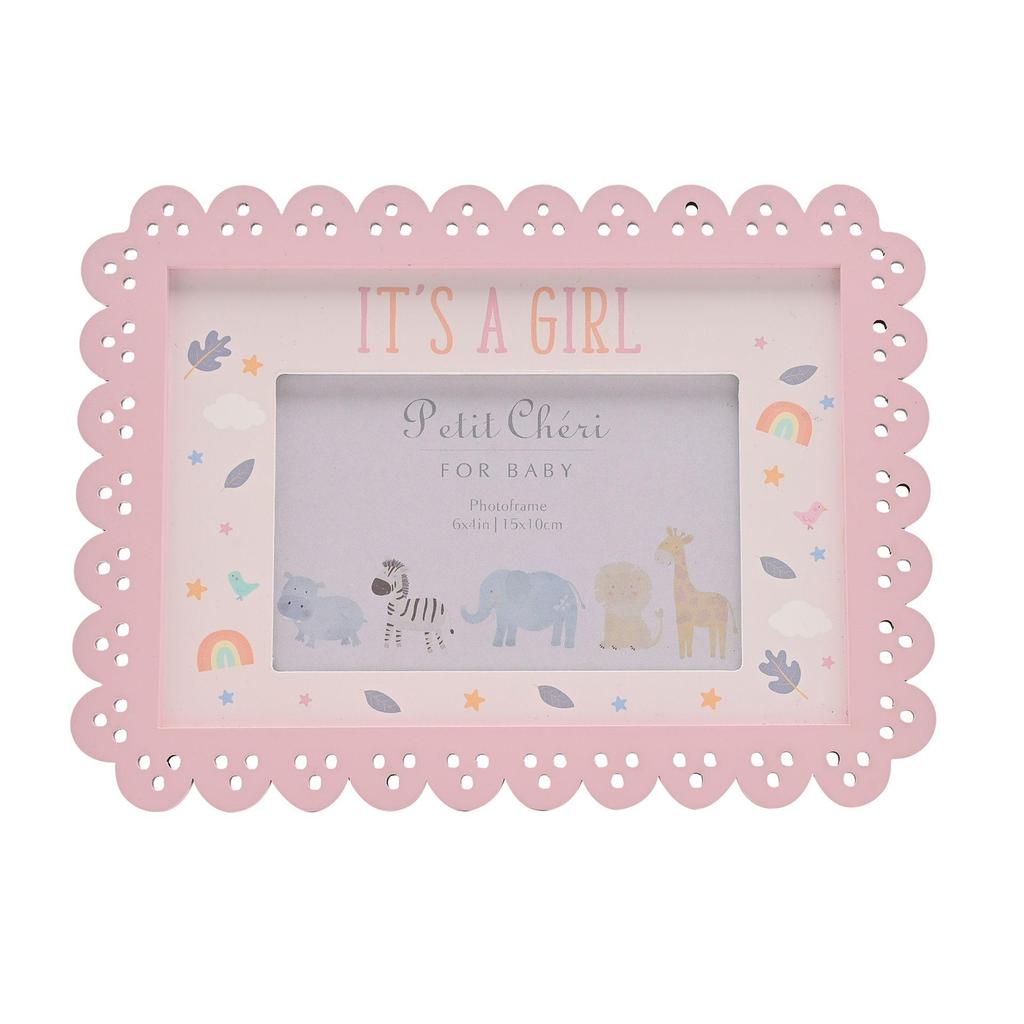 Petit Cheri Scallop Frame 6 x 4 Pink - Its A Girl