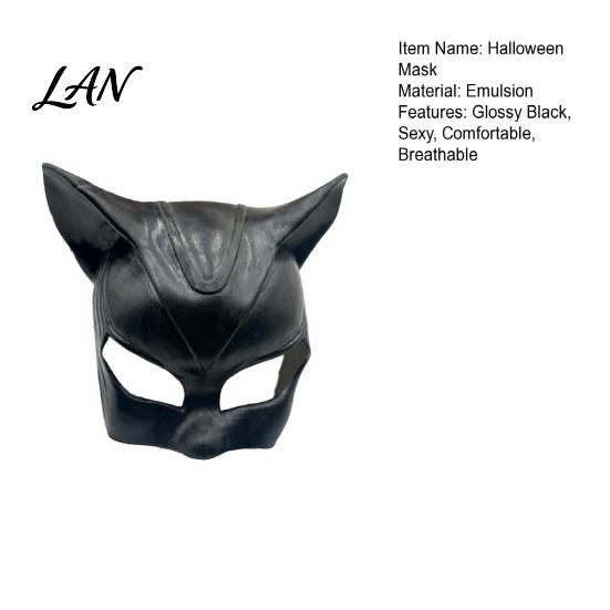 Soft Material Halloween Mask Catw Woman Mask, Black Cat Eye Costume Latex Full Face Leather Accessory for Masquerade Superhero Cosplay Party Glossy