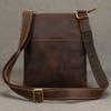 Borsa a Spalla in Pelle Crazy Horse Retrò Piccola Borsa a Spalla in Vera Pelle Semplice Borsa a Tracolla in Pelle di Vacchetta Primo Strato Uomo