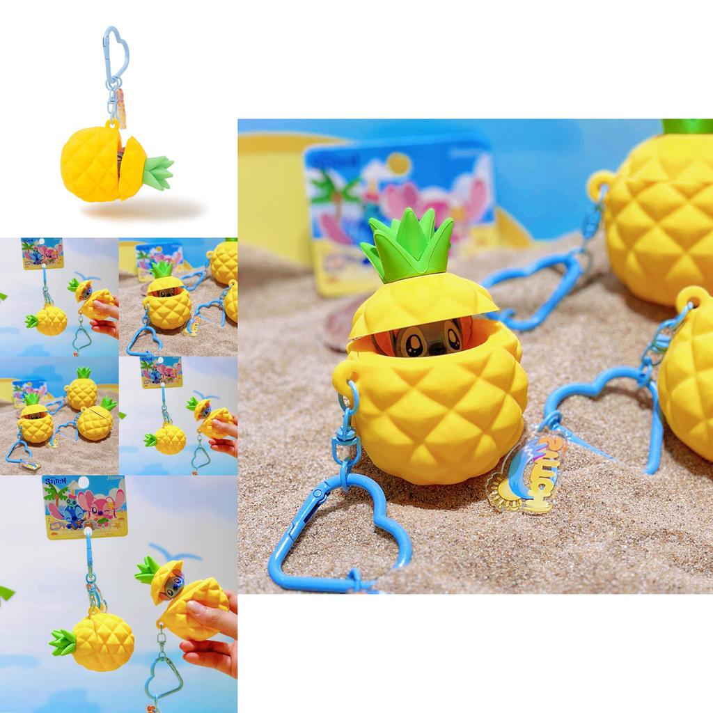 Stitch Summer Beach Theme Keychain With Resin Pineapple Pendant For Kids Backpack Accessories