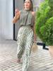 Summer New Sleeveless Vest Top Zebra Print Wide Leg Pants Fashion Two Piece Set Women's Clothing
