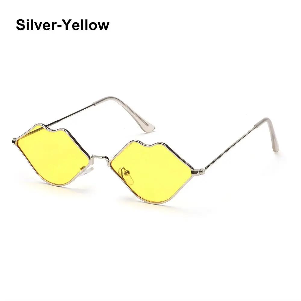 Sexy Hot Lips Shape Sunglasses Retro Small Frame Metal Sunglasses Fashion Ocean Lens Sunglasses For Men And Women