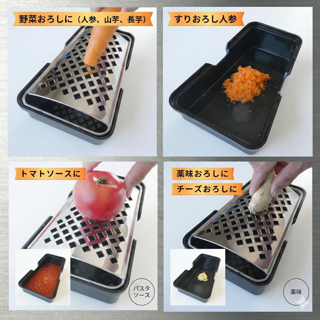 SPEEDY Large All Stainless Made In Japan by Wada with for Cheese and Spice Professional-grade Grater, Gray, Size, Steel, Shoten, Non-slip Rubber,