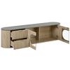 Mobile TV 172 cm – Ante 3D Texturizzate, Vetrina in Vetro, Scomparti con Cassetti e Ante - 172x38x45.5 cm - naturale