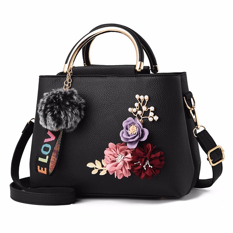 

Women s Bag New 2026 Fashion Women s Flower One Shoulder Crossbody Bag Handbag 24x12x18cm чёрный
