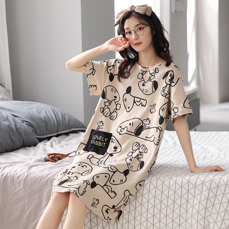 Pajamas Women's Summer Thin Pajamas Short Sleeves Large Size Fat Mm Medium and Long Pajamas Pajamas Loungewear