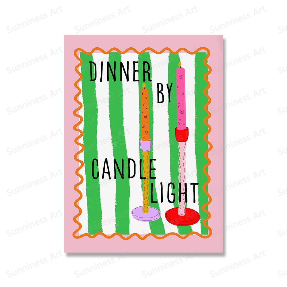 Funny Kitchen Print Espresso Coffee Tea Cup Candles Champagne Wine Posters Wall Art Canvas Painting for Diner Room Decor Picture