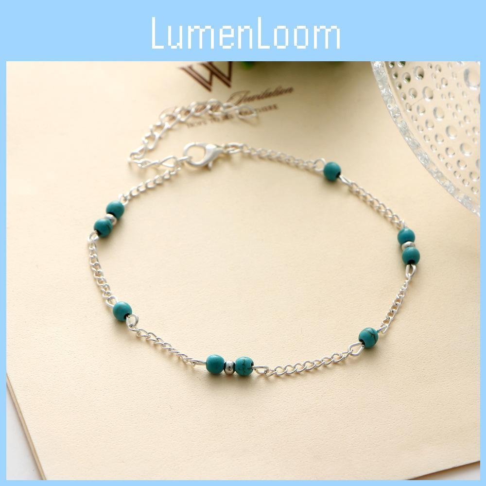 Minimalist Alloy Toe Chain With Handcrafted Turquoise Beads For Casual Summer Wear