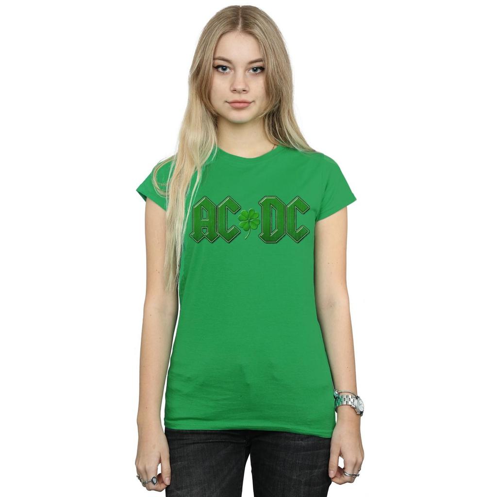 AC/DC Womens/Ladies Shamrock Logo Cotton T-Shirt