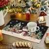 4pcs/6pcs Snowman & Deer Placemats Suitable for Dining Table, Christmas Table Mats with Snowman Deer Print, Rectangular Kitchen Decor for Dinner Parti