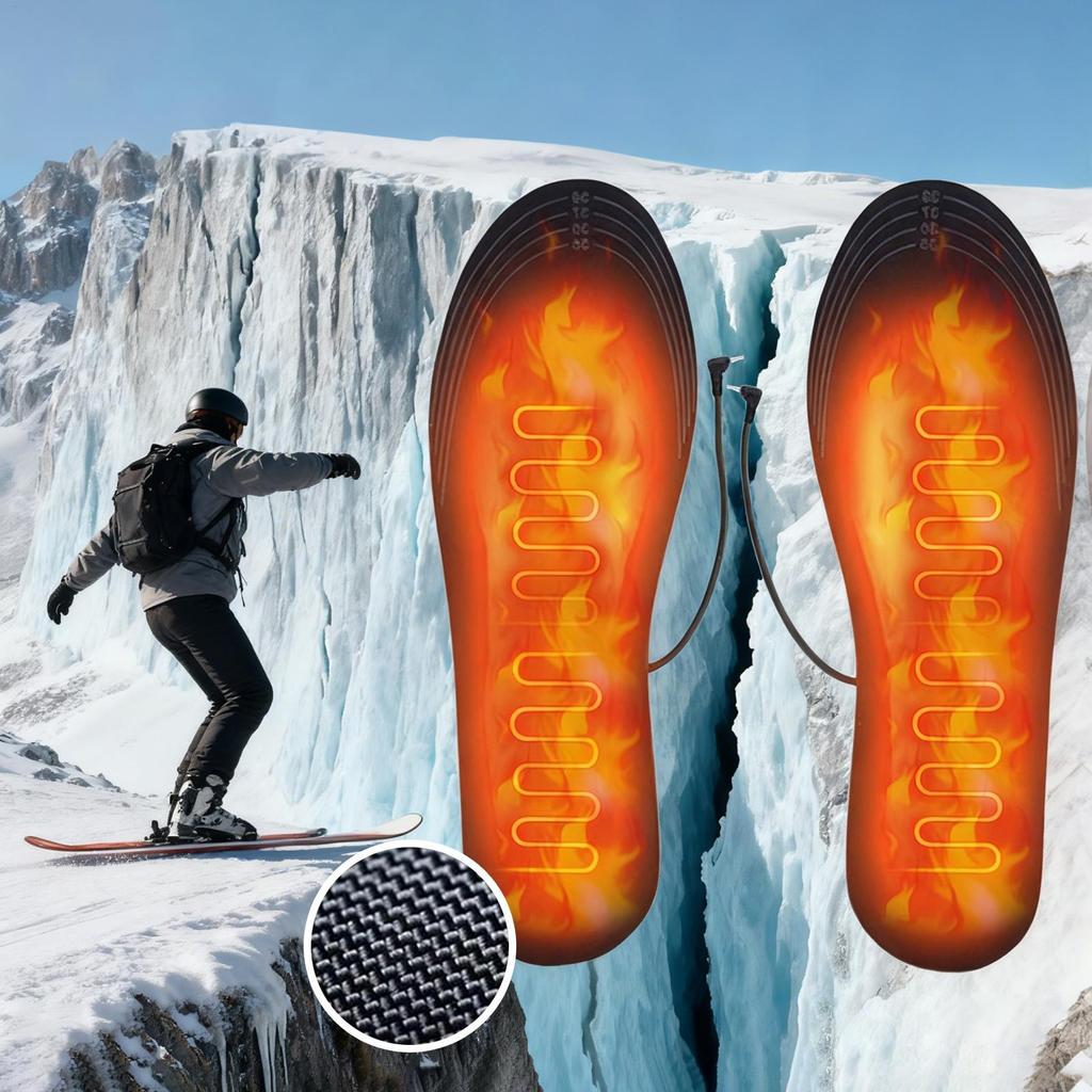 1 pair Heated Shoe Insoles Cuttable Foot Warmer Pad Electric Foot Warming Pad for Skiing Snowboarding Ice Fishing Hiking Cycling