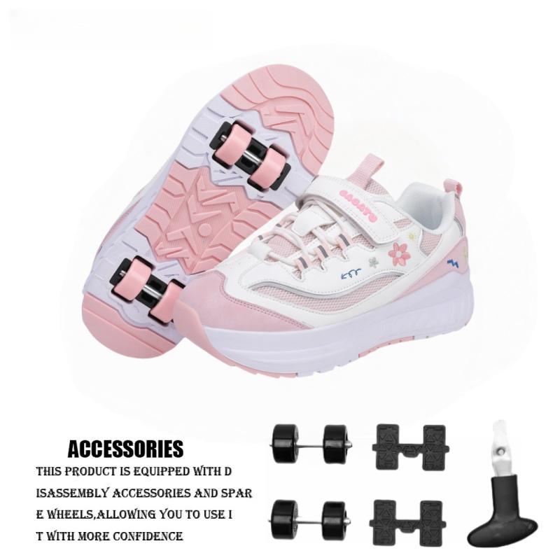 Pantofi de mers pentru fete Stil 2025 Patine cu rotile Suprafață din plasă Pantofi sport pentru copii Patine inline pentru copii mari Alunecare pe patru roți