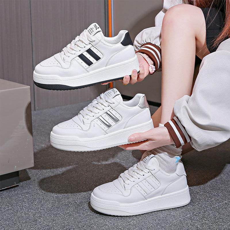 Platform White Shoes Women's Spring 2025 New Heightening Lace-up Board Shoes Casual Sports Shoes German Training Shoes Single Shoes