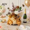 Lifelike Faux Floral Centerpieces Artificial Table Flower Arrangement, Mixed Lily Rose Silk Fake Bouquet, Elegant Vintage Style Decor for Dining