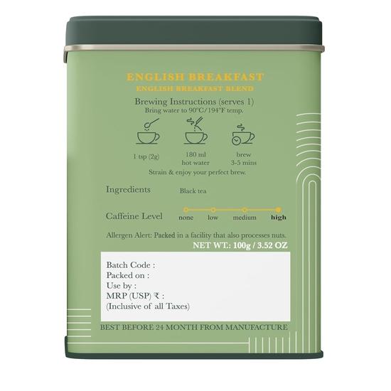 LUXMI Estates English Breakfast Tea 100Gm Loose Leaf Tin | A Tale Of Two Estates | Certified Organic Black Tea Leaf  | 100 Grams