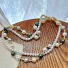 Retro Split Double-Layer Four-Season Mixed Color Shijia Round Pearl Twist Buckle Necklace Light Luxury High-End Sense