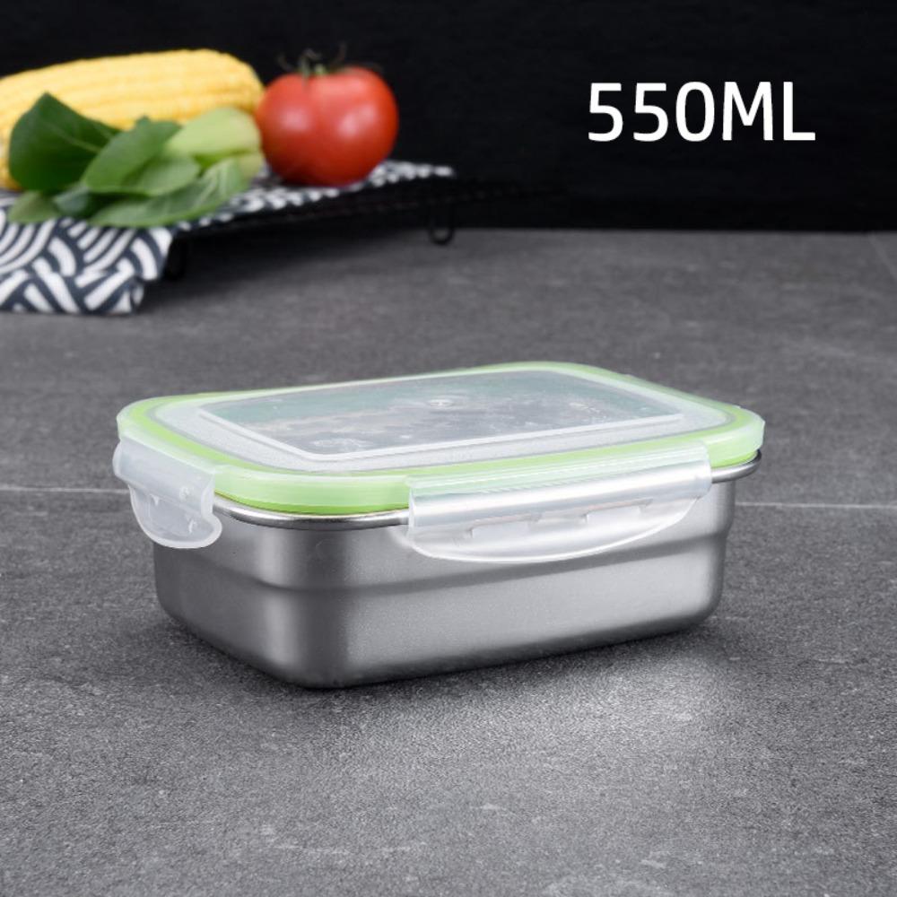 Stainless Steel Fresh-keeping Box Sealed Bento Box Refrigerator Freezer Storage Box  Camp Supplies