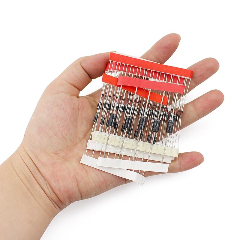 Sada 100ks usměrňovacích diod Sada 1N4148 1N4007 1N5819 1N5399 1N5408 1N5822 FR107 FR207 Sada elektronických součástek pro kutily