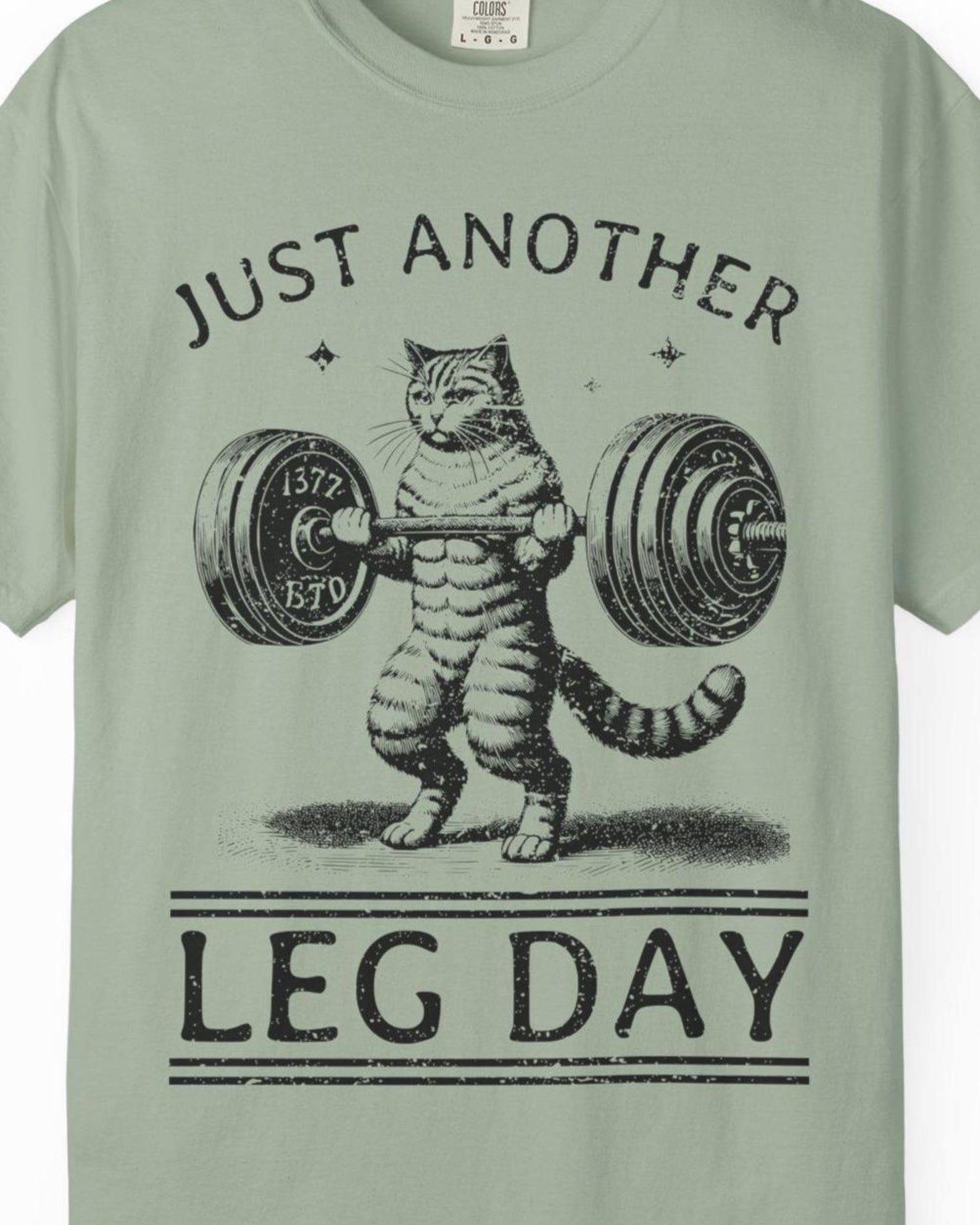 Cat Weightlifting T-Shirt | Funny Gym Leg Day Vintage Design Motivation 3XL