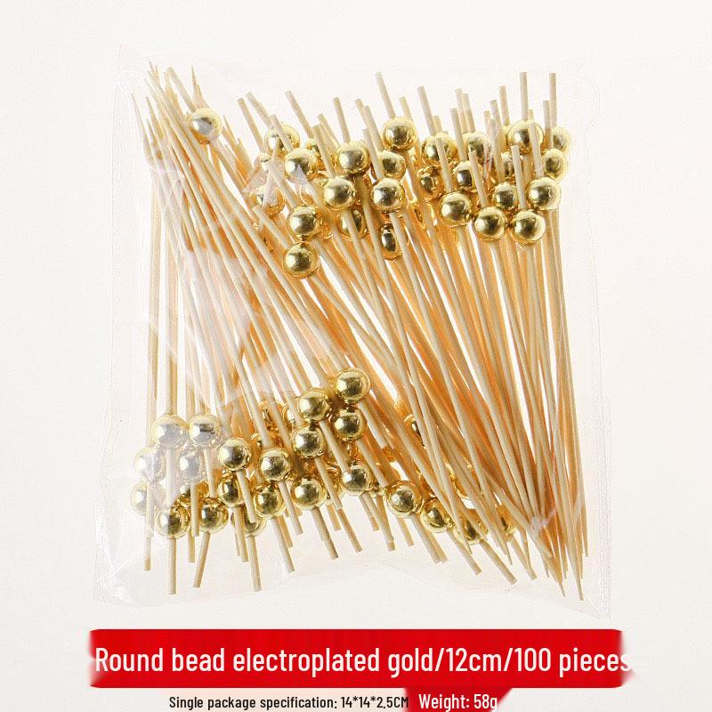 12CM Bamboo Pearl Skewers: Creative Cocktail and Fruit Plate Decor Toothpicks